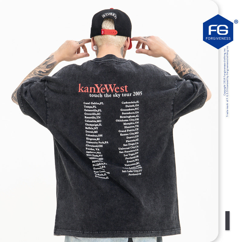 (Clearance) FG American Fashion Bear Print Short-Sleeved Tee