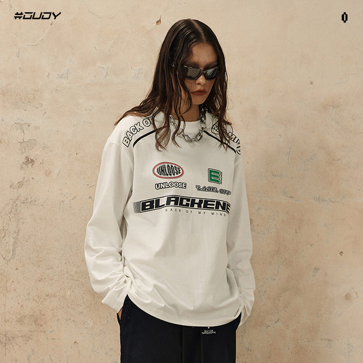 #OVDY original unisex biker style prints loose  long sleeve sweatshirt