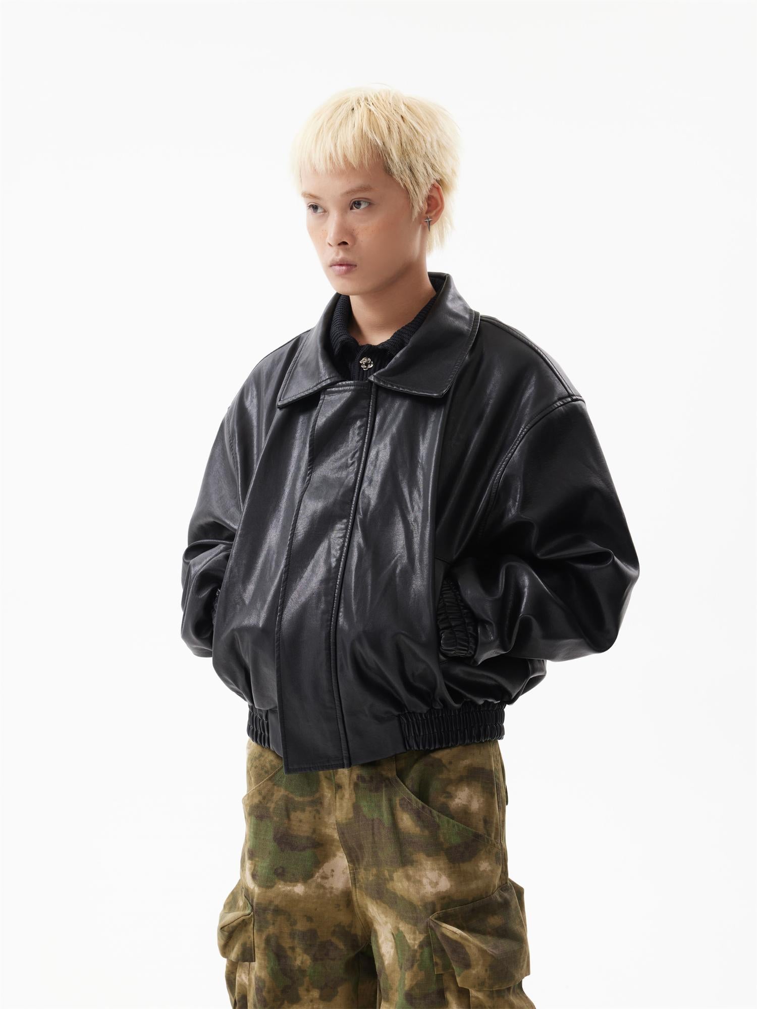 BTSG Lux Cropped Silhouette Leather Jacket