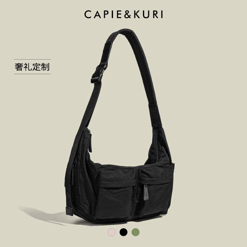 CAPIE &KURI Large Waterproof Nylon Cloth Dumpling Bag Unisex Summer Sport Style Casual Crossbody Bag