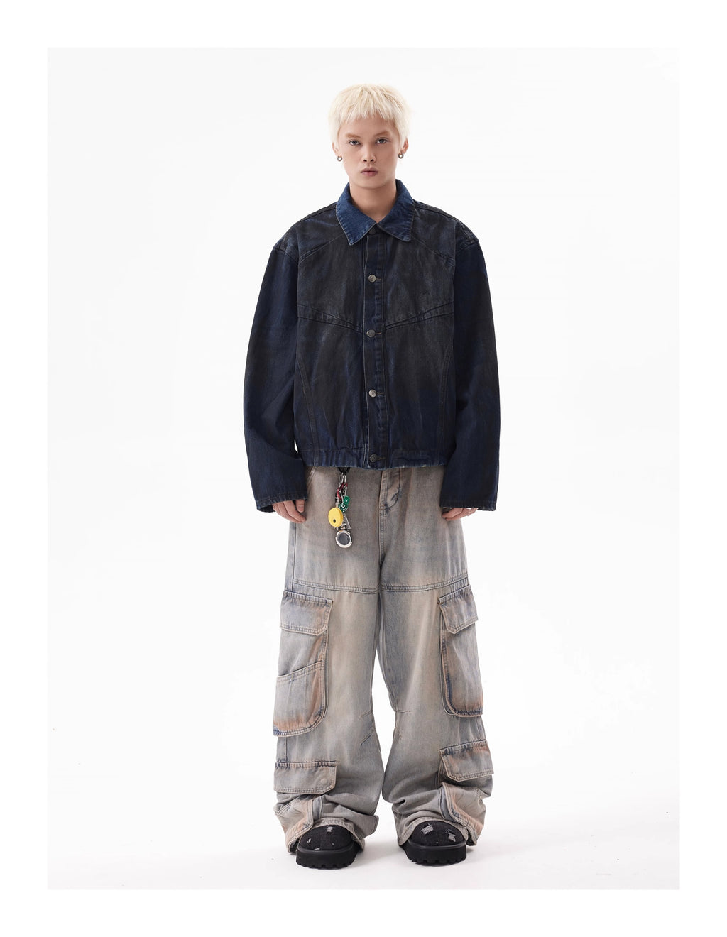 BTSG Frost Distressed Dirty Gradient Denim Jacket
