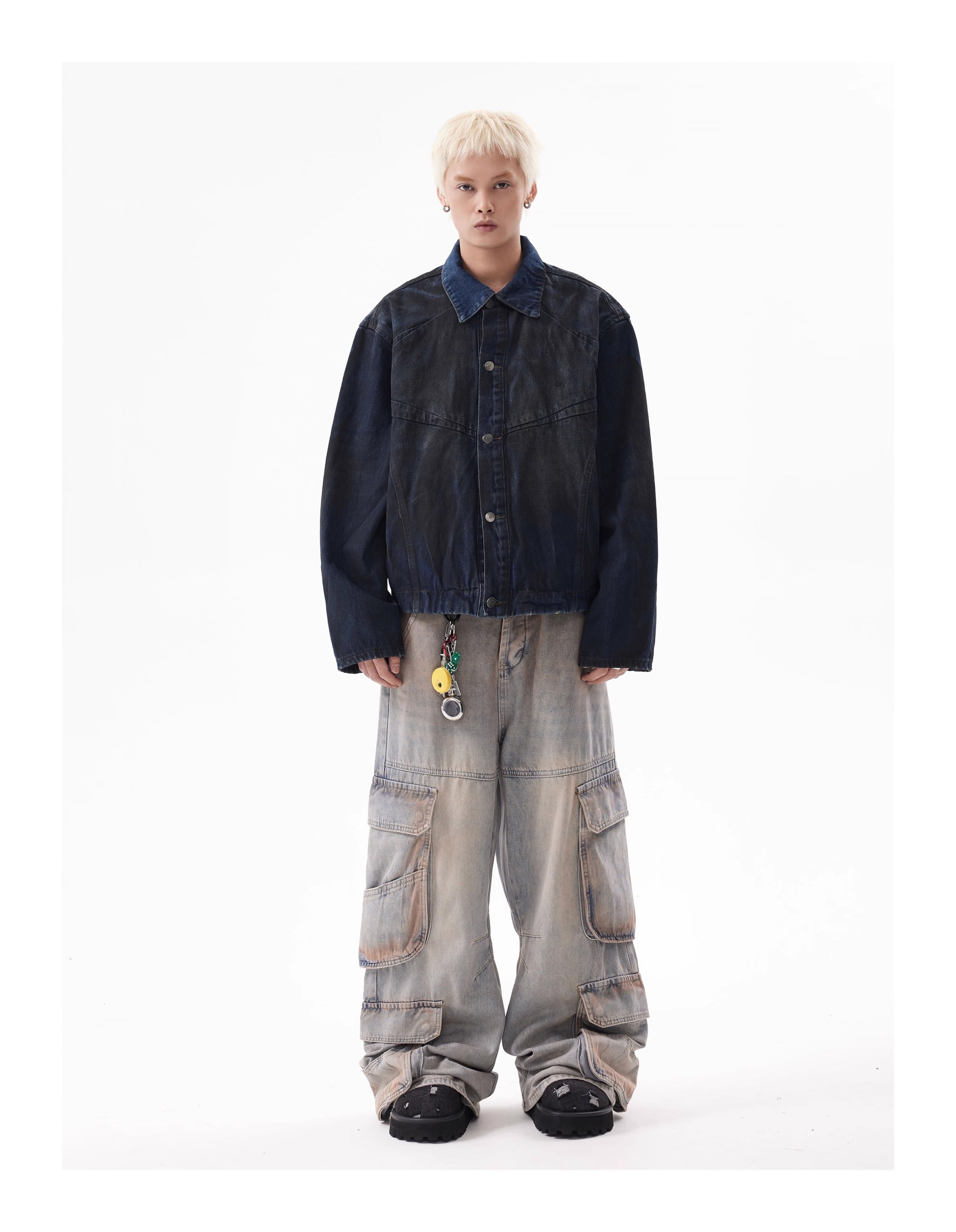 BTSG Frost Distressed Dirty Gradient Denim Jacket