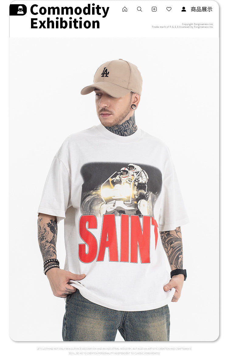 تي شيرت أمريكي بأكمام قصيرة مطبوع عليه رسوم كرتونية من SUP Akira