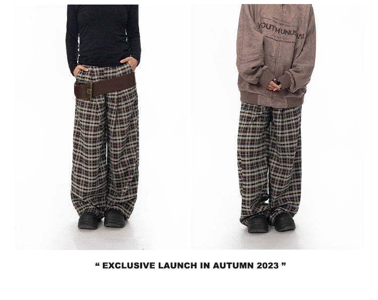 BLACKBB American Retro Checkered Loose Wide Leg Pants