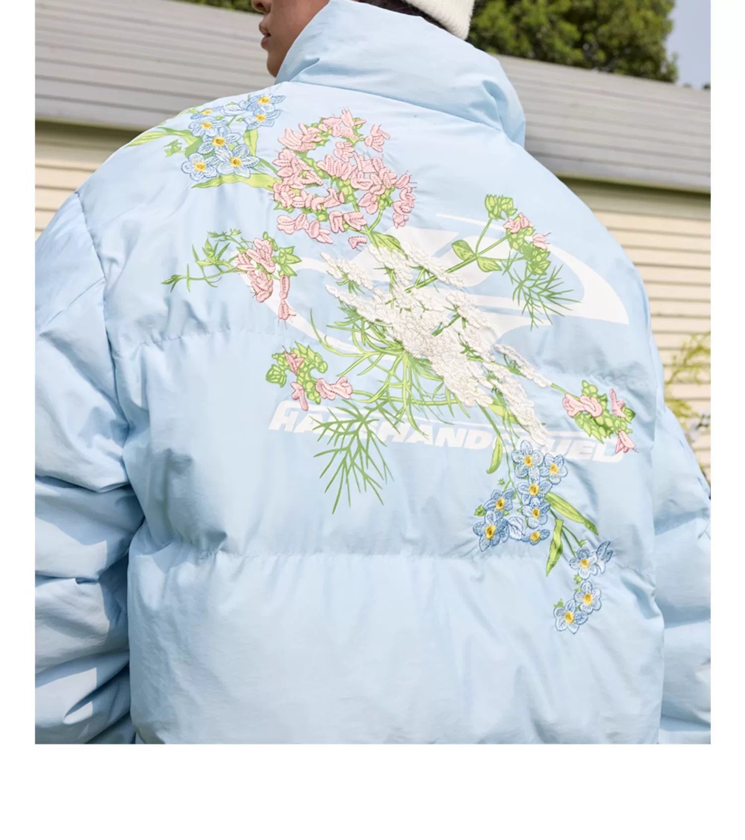 Harshandcruel Yoke Floral Embroidery Graphene Warm Bread Jacket