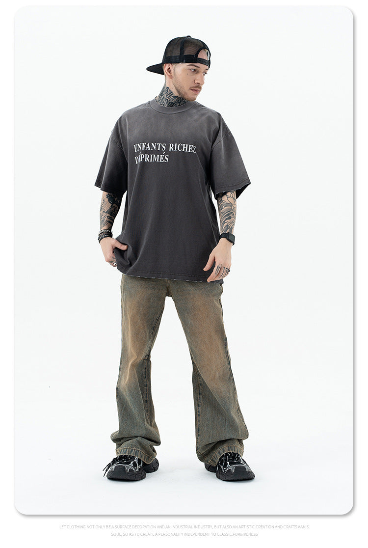 SUP Bai Jingting مع نفس التيشيرت المتدرج المغسول ذو الحجم الكبير