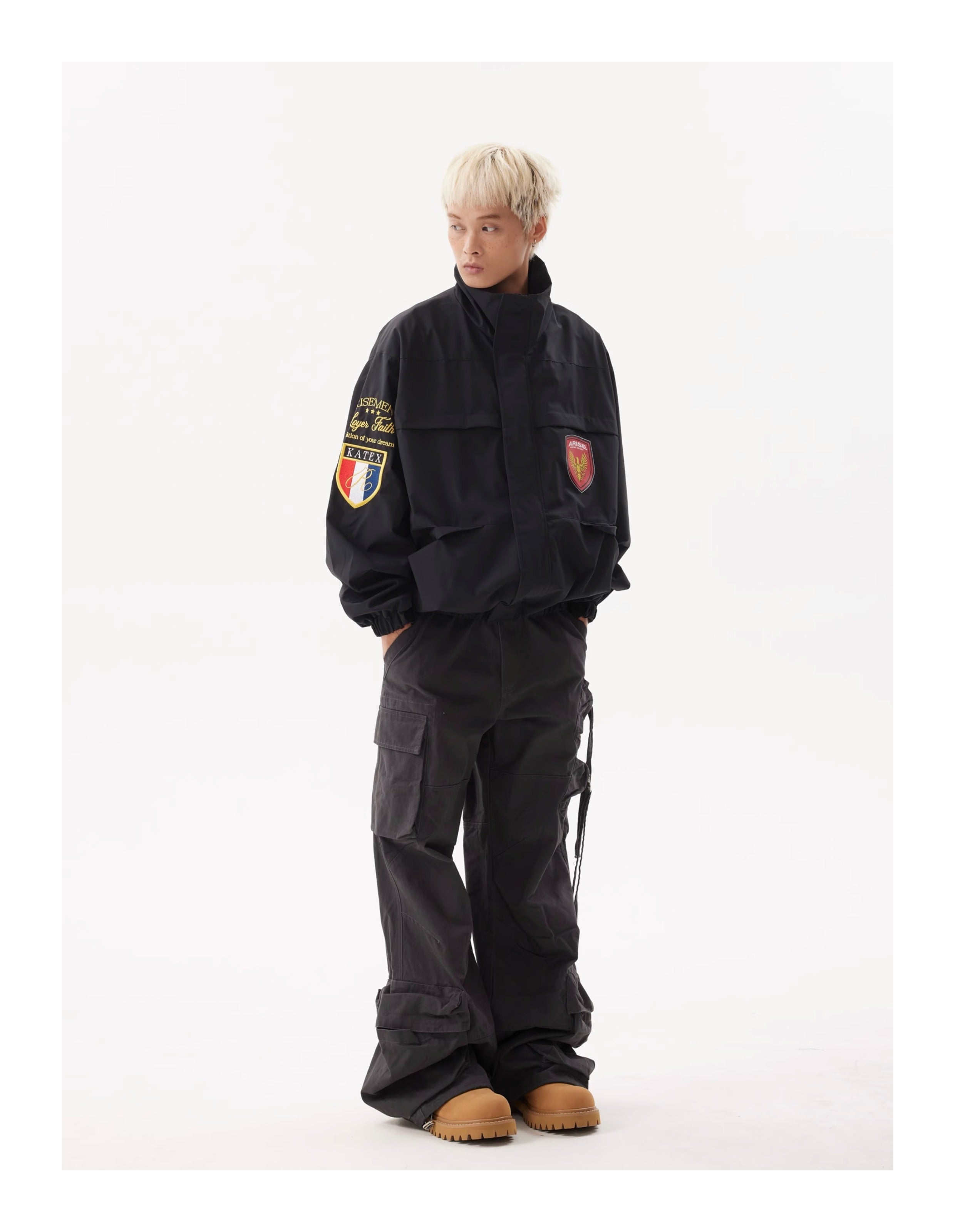 BTSG Badge Tactical Pocket Silhouette High Neck Jacket