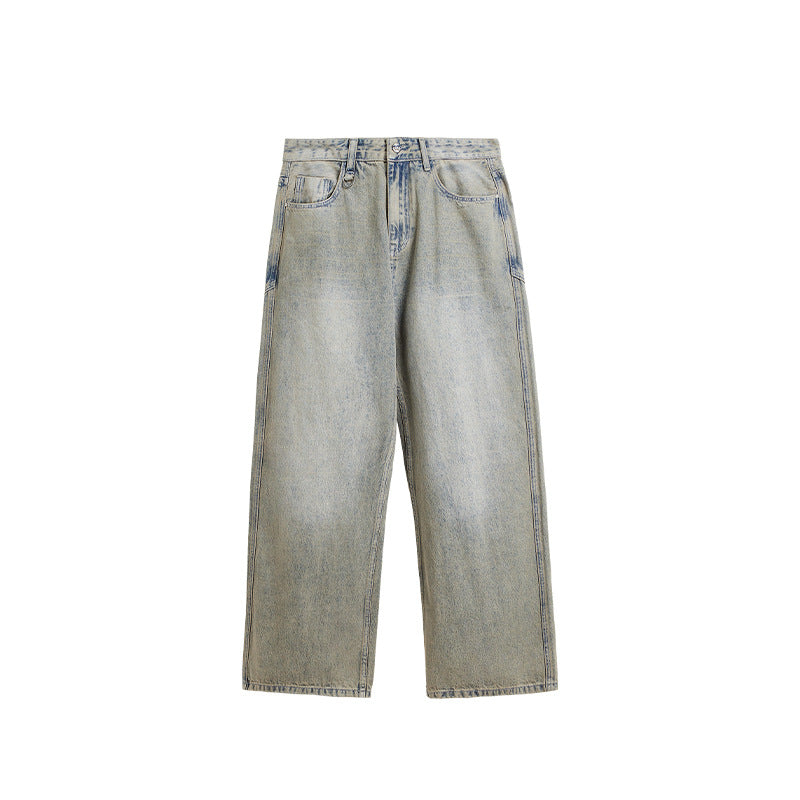 INF Light Blue Wash Cut Wide-leg Jeans