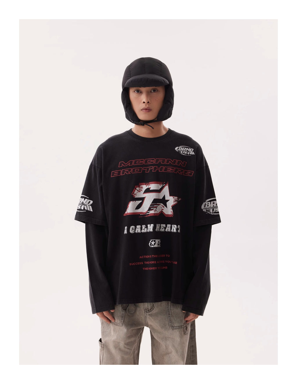 BTSG Dirty Stained Racing Fake Two Long Sleeve Tee