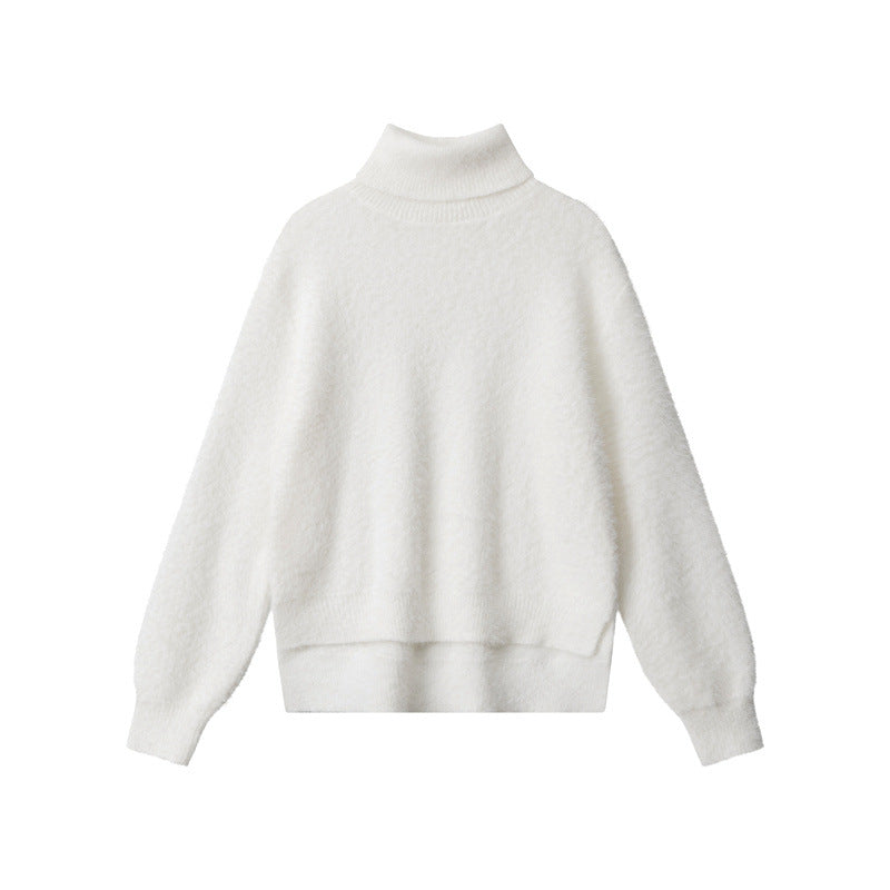 Nariele Solid Color Turtle neck Sweater Loose Fluffy Sweater