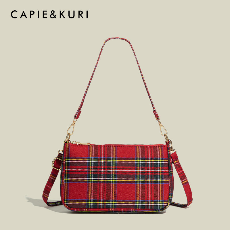 CAPIE&KURI Niche Original Scottish Pattern Armpit Bag 2024 New Baguette Purse