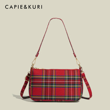 CAPIE&KURI Niche Original Scottish Pattern Armpit Bag 2024 New Baguette Purse