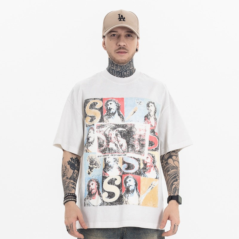 FORGIVNESS  High Street Vintage Washed Retro Distressed Short Sleeve Tee