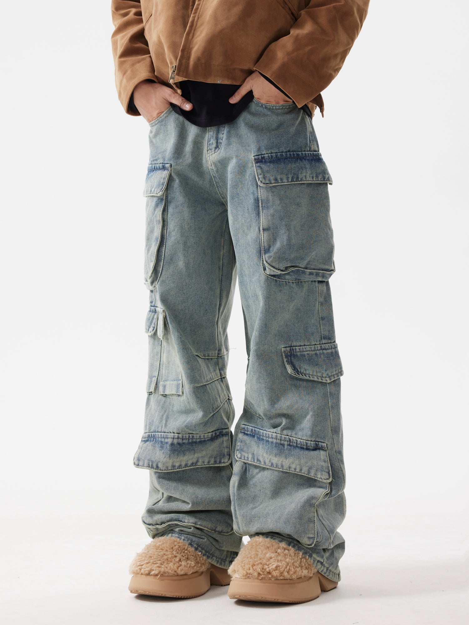BTSG American Retro Jeans Cargo Pants Men