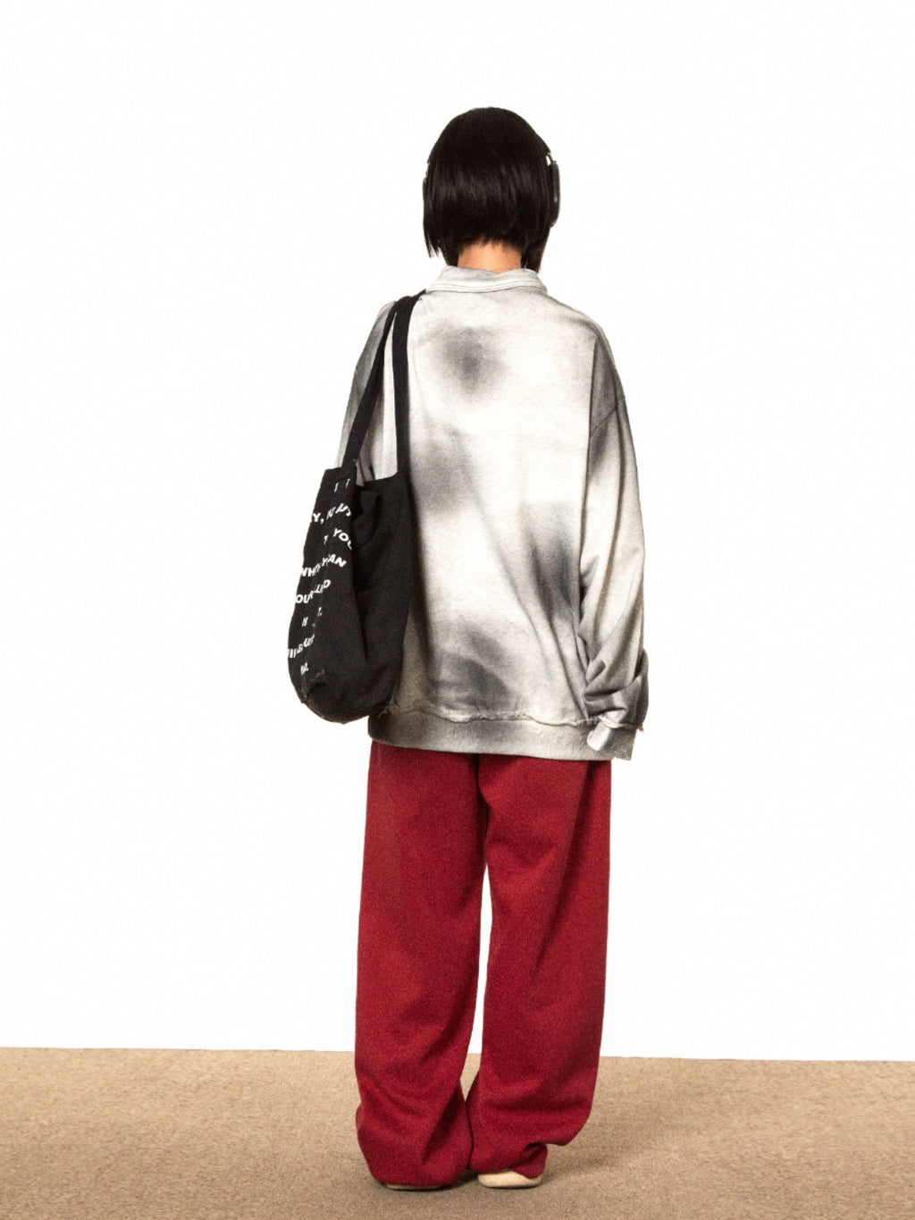 BLACKBB Washed Distressed Dirty Vintage American Tie-Dye Sweat Shirt