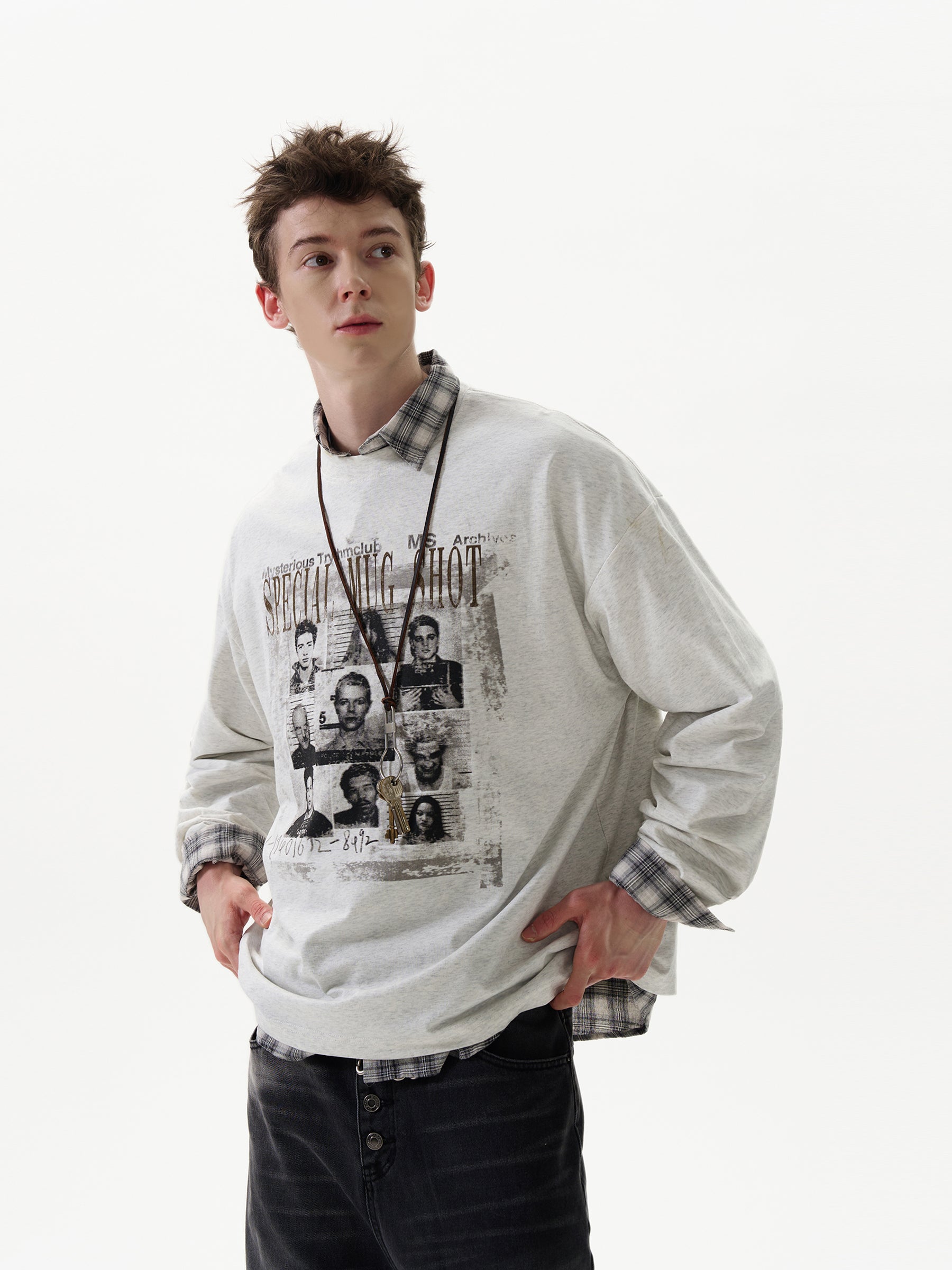 MADWITCH High Street Rock Print Long Sleeve for Men American Street Sweatshirts