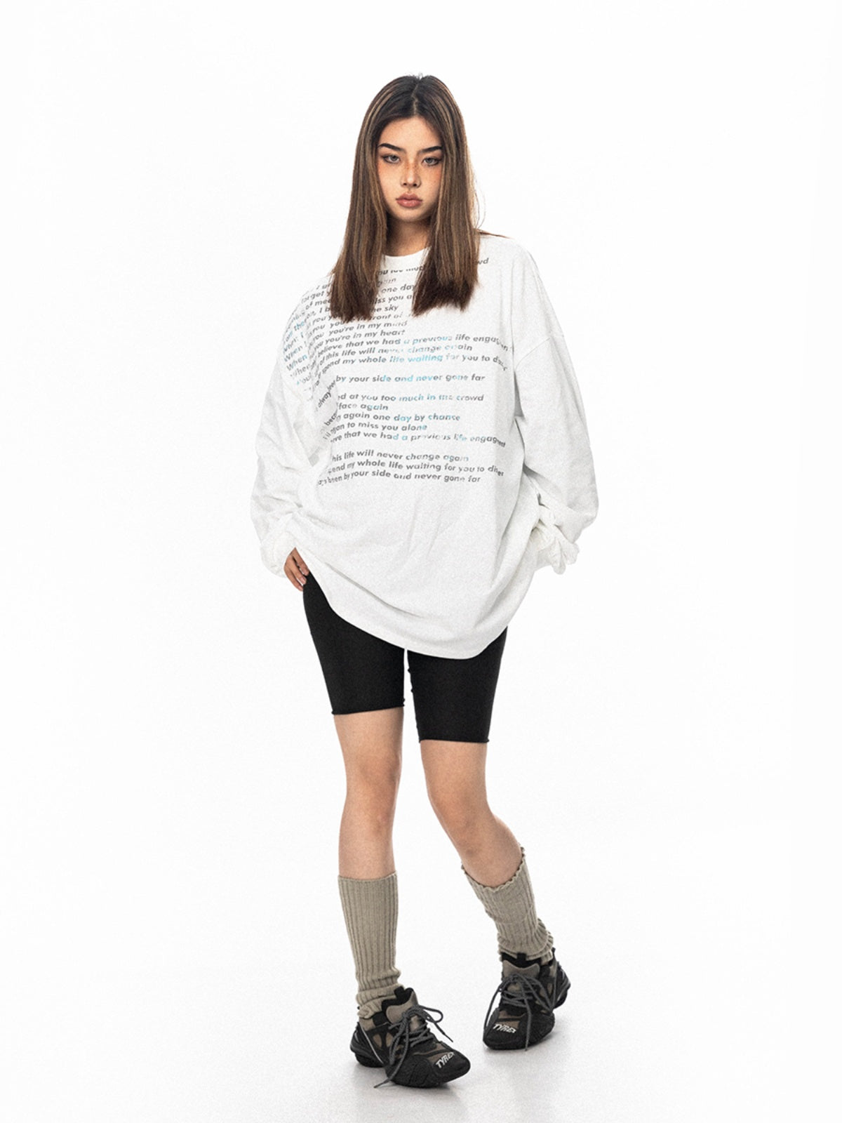 BLACKBB American Retro Fried Color Monogram Print Long Sleeve Tee