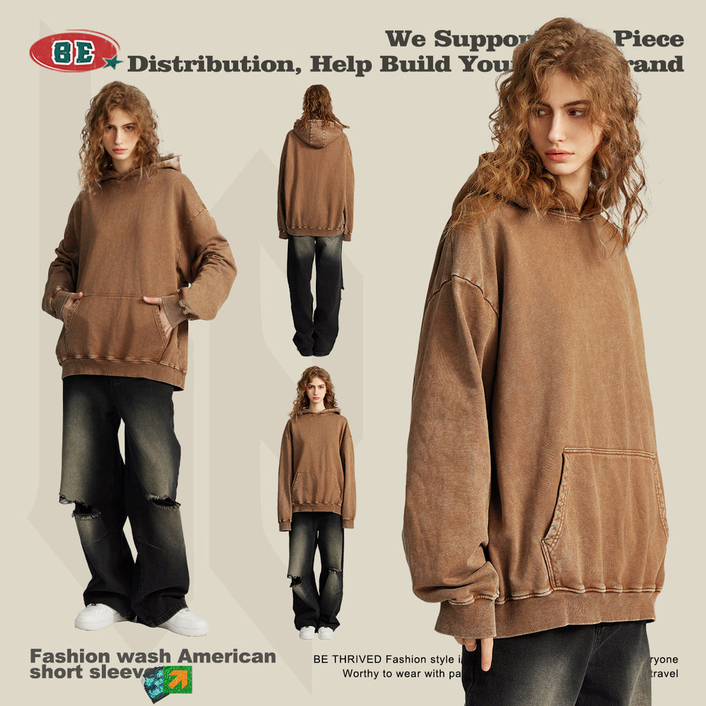 BE Washed 100% Cotton Loose Hoodie