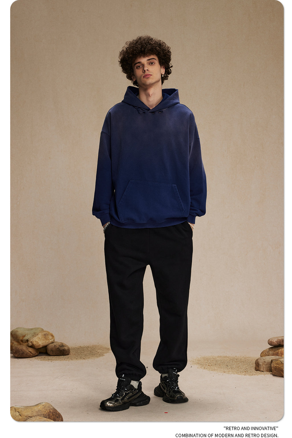 ARTIE 450g Heavy Wash Water Hole Retro Hoodie