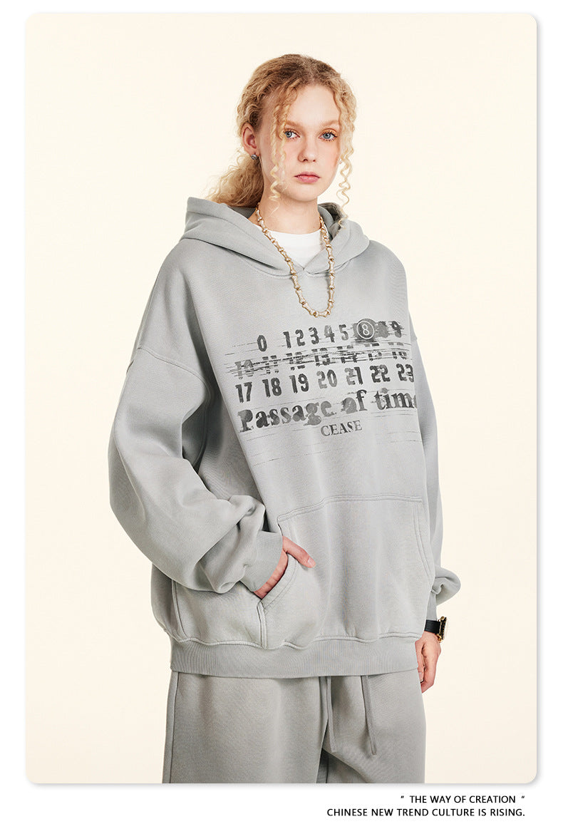 BE Autumn American Mottled Letter Hoodie