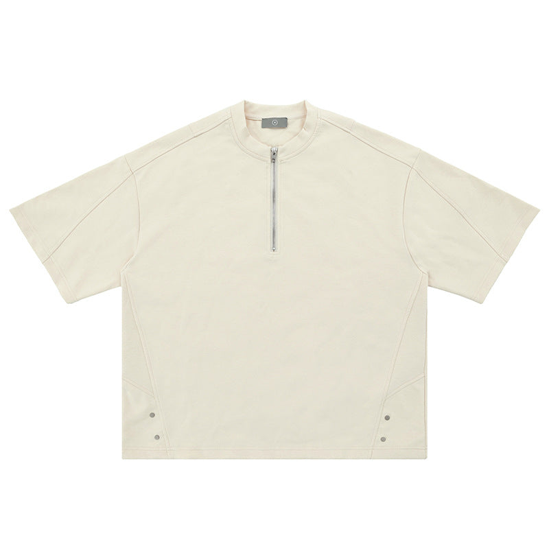 FORGIVNESS  Half Zipper Thickened Short Sleeve Tee