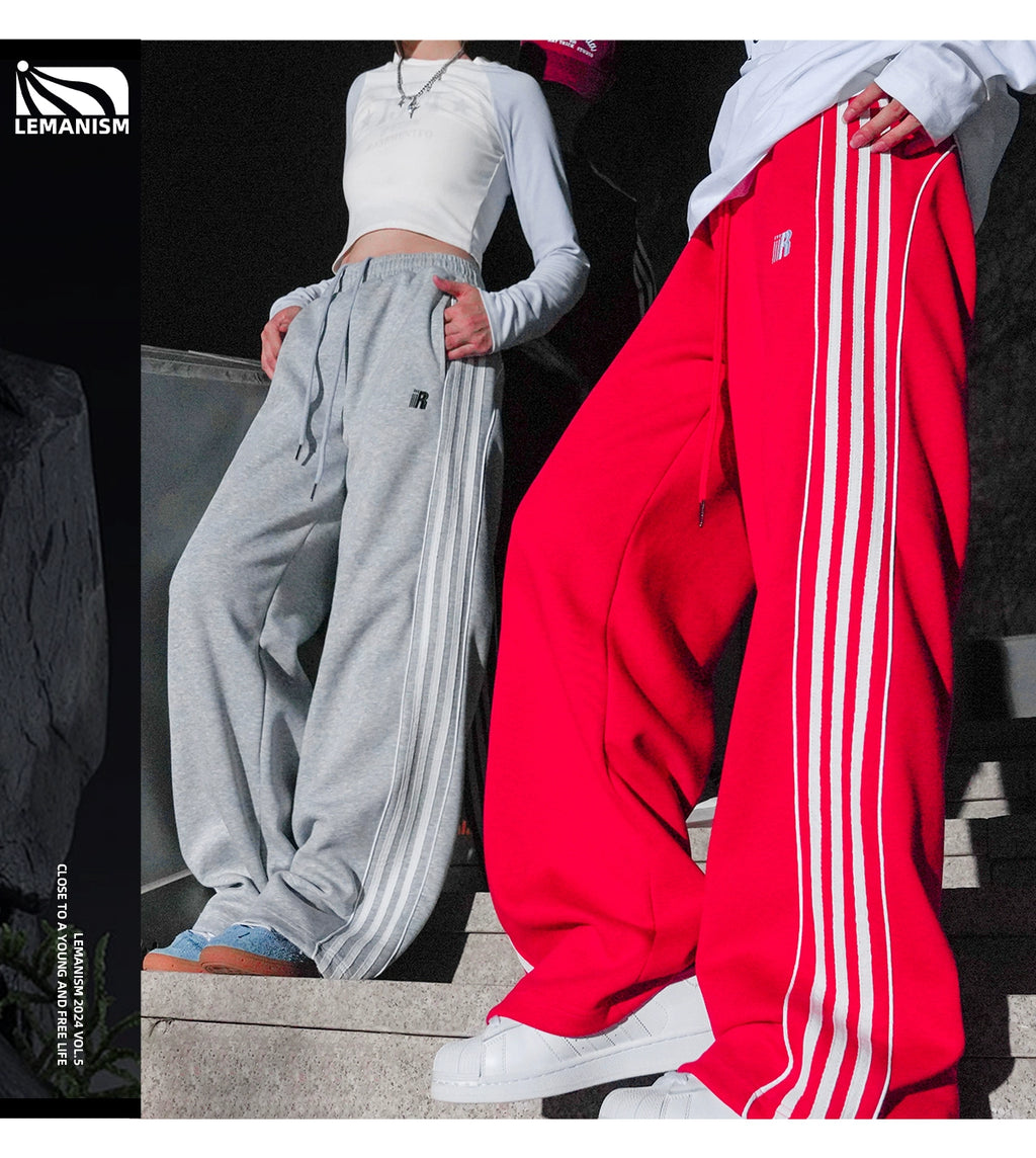 lemanism three-bar contrast sweatpants