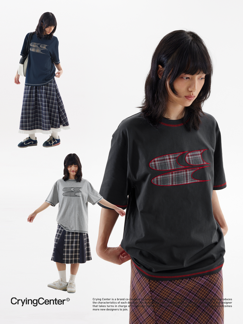 CryingCenter Plaid logo Tee
