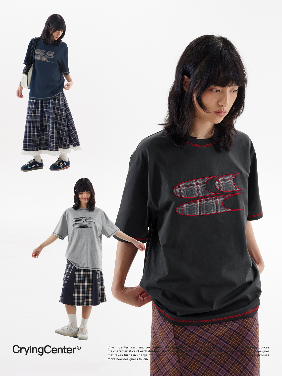 CryingCenter Plaid logo Tee