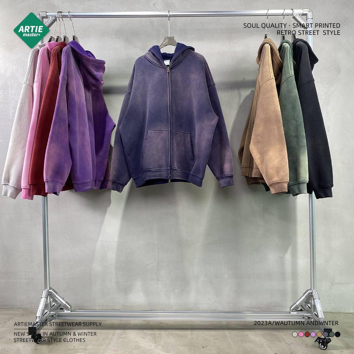 ARTIE Spray Dyed Distressed Double-Ended Zipper Jacket