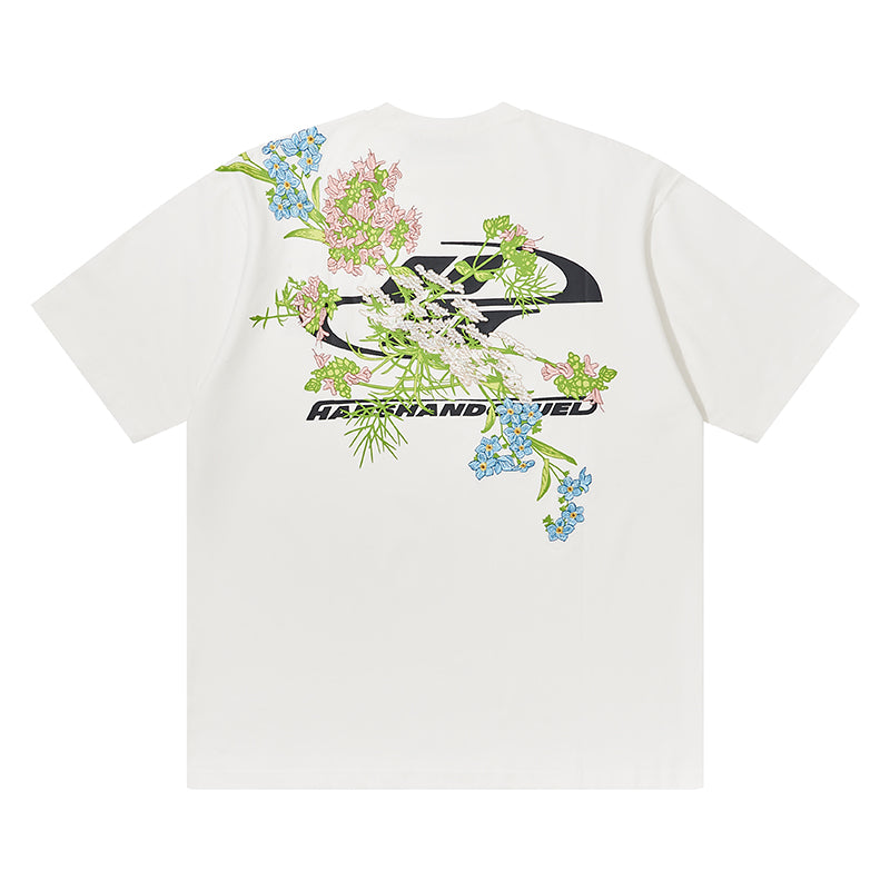 (Clearance) harshandcruel Floral Embroidery Tee