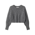 Nariele pullover Solid cropped  Top round neck long sleeve top sweater