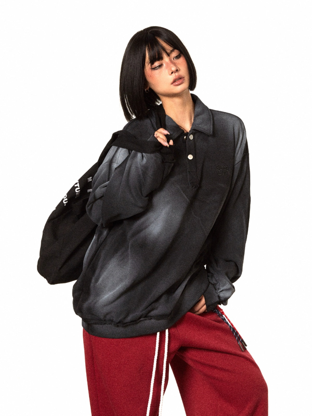 BLACKBB قميص رياضي أمريكي عتيق مغسول ومغسول