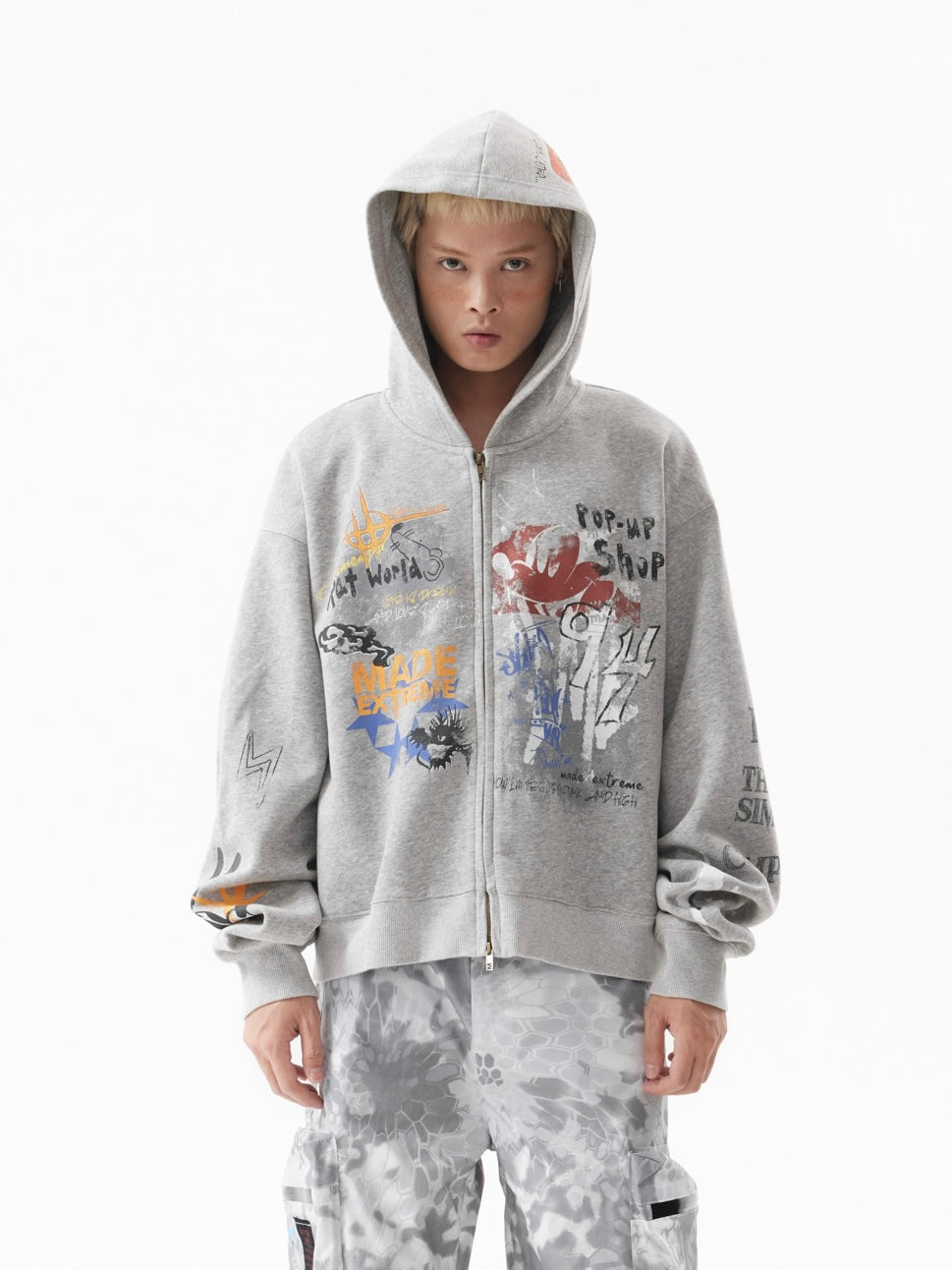 "Clearance" MADEEXTREME KAI CENAT Graffiti Zipped Hoodie