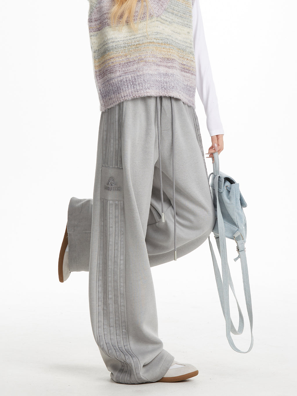 NERESUM STRIPED VINTAGE SWEATPANTS JAZZ DANCE PINK WIDE-LEG STRAIGHT LEG SWEATPANTS