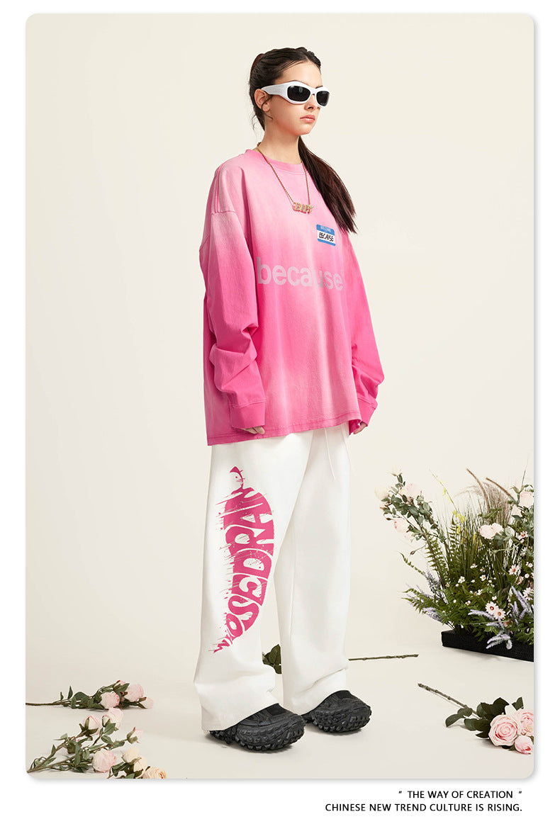 BE 260G 100% Cotton Because Tie-Dye Washed Long Sleeve Tee