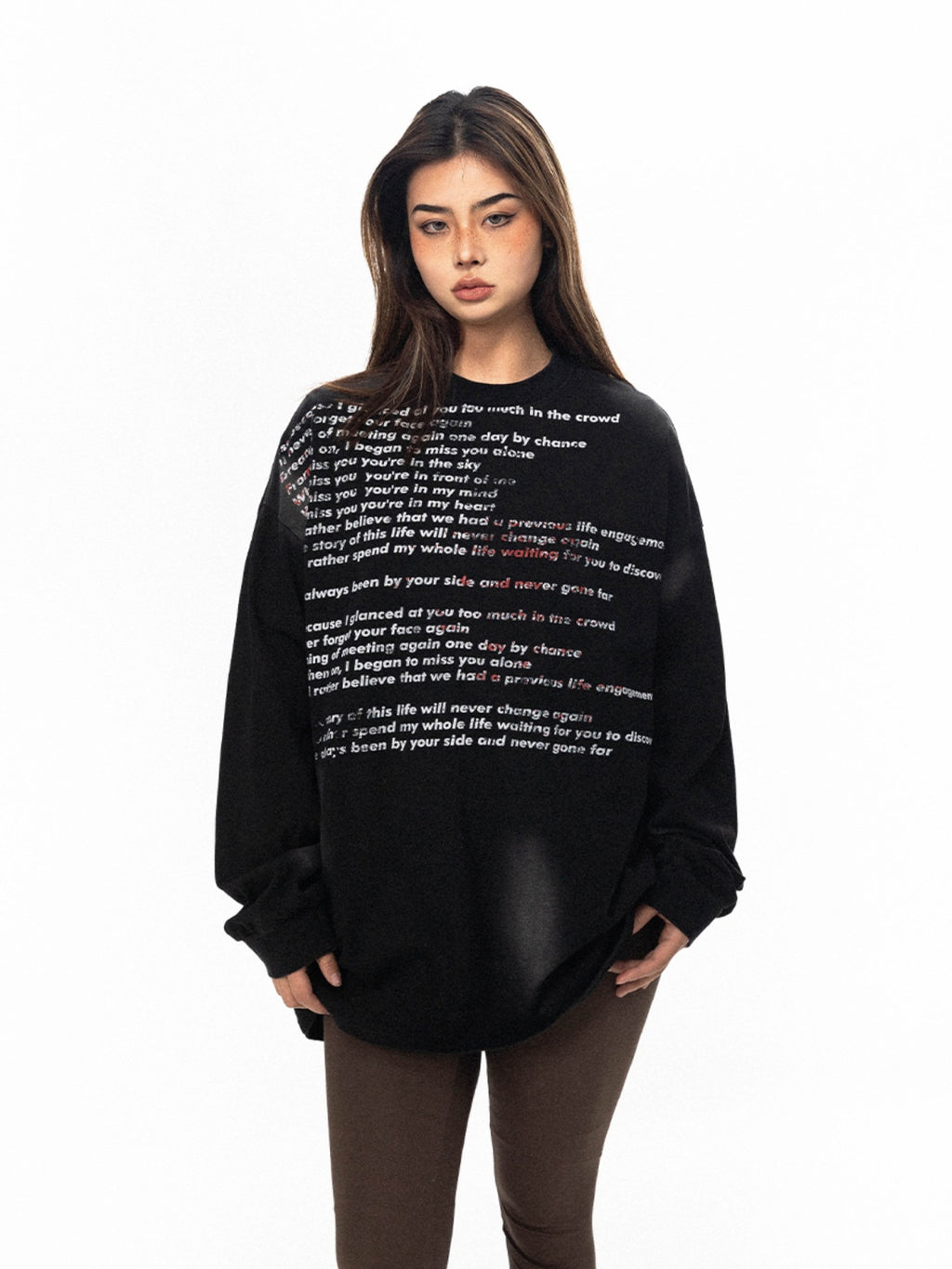 BLACKBB American Retro Fried Color Monogram Print Long Sleeve Tee