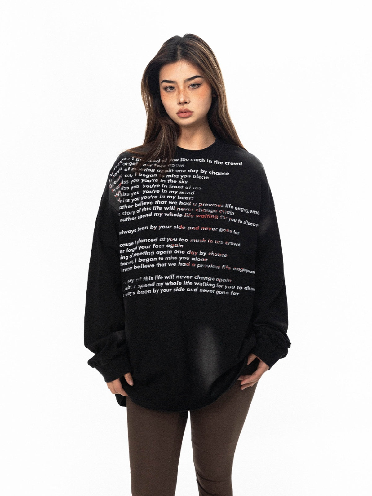 BLACKBB American Retro Fried Color Monogram Print Long Sleeve Tee