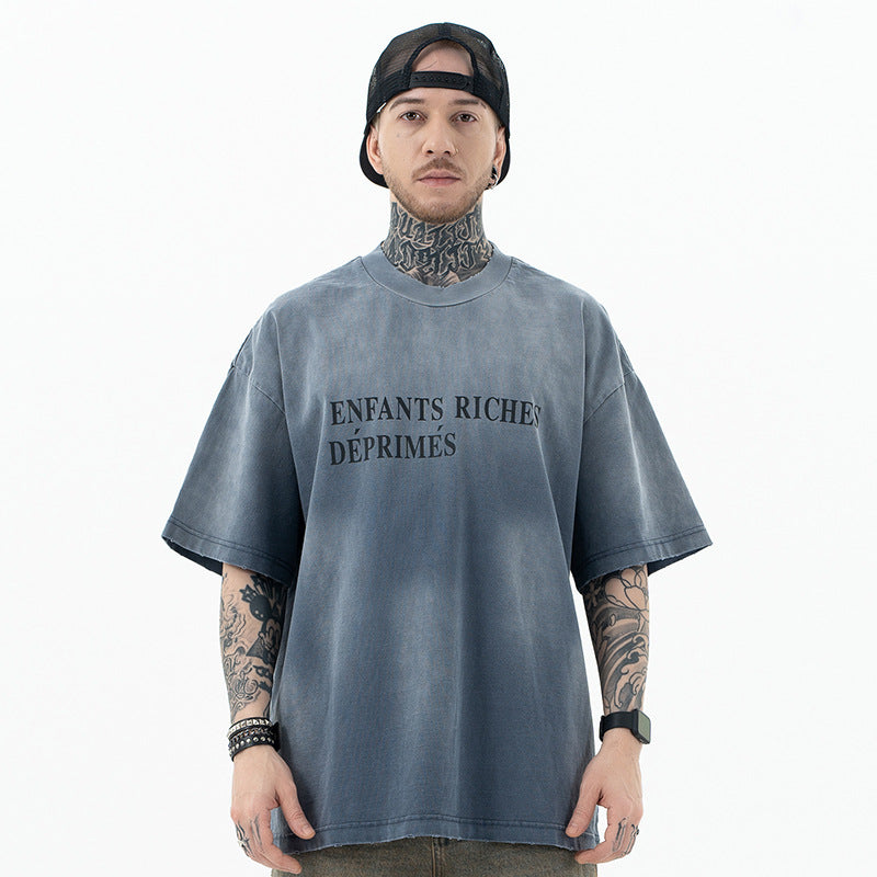 FORGIVNESS  Bai Jingting with the same washed gradient distressed oversize Tee