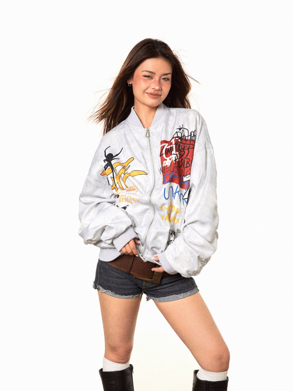 BLACKBB Graffiti Pioneer Flight جاكيت بسحاب لراكبي الدراجات النارية