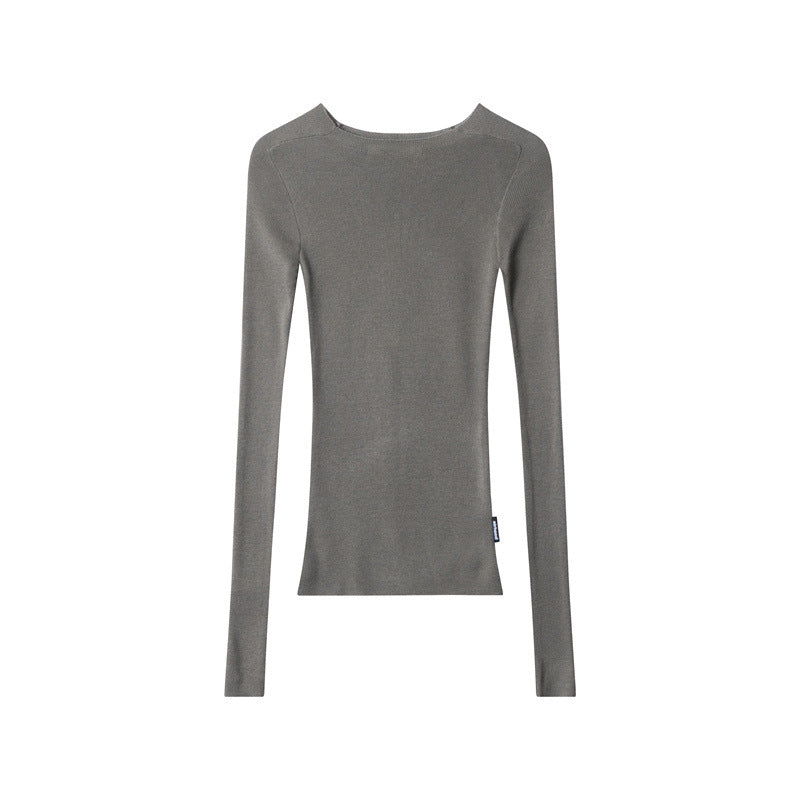 Nariele Knitwear Slim Fits Long Sleeve Base Wear Sweater Solid Color Top
