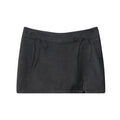 Nariele High Waist Slim Bow Strap Suede Skirt