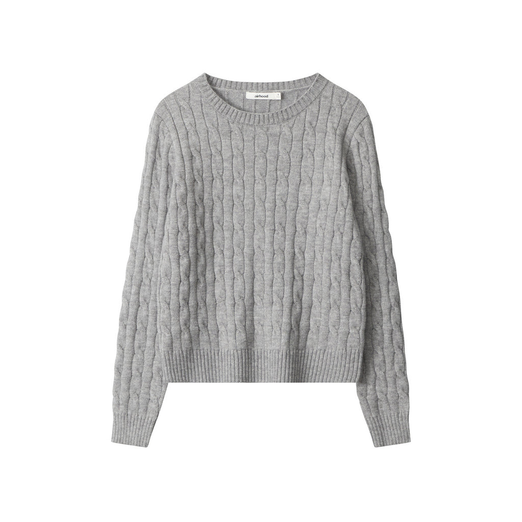 Nariele Pullover Long Sleeve Twist Knitted Top Crew Neck Slim Fit Sweater
