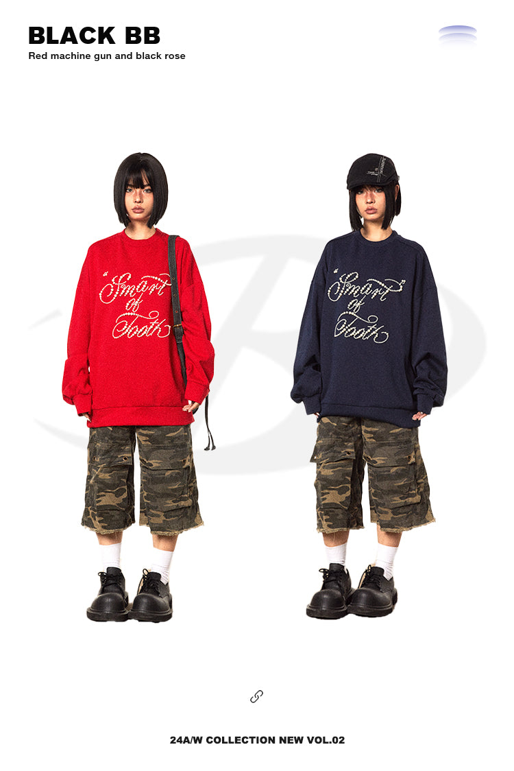 BLACKBB American Three-dimensional Pearl Sweatshirt