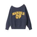 Nariele Letter  Loose Off-Shoulder Pullover Knit Vintage Casual Sweater
