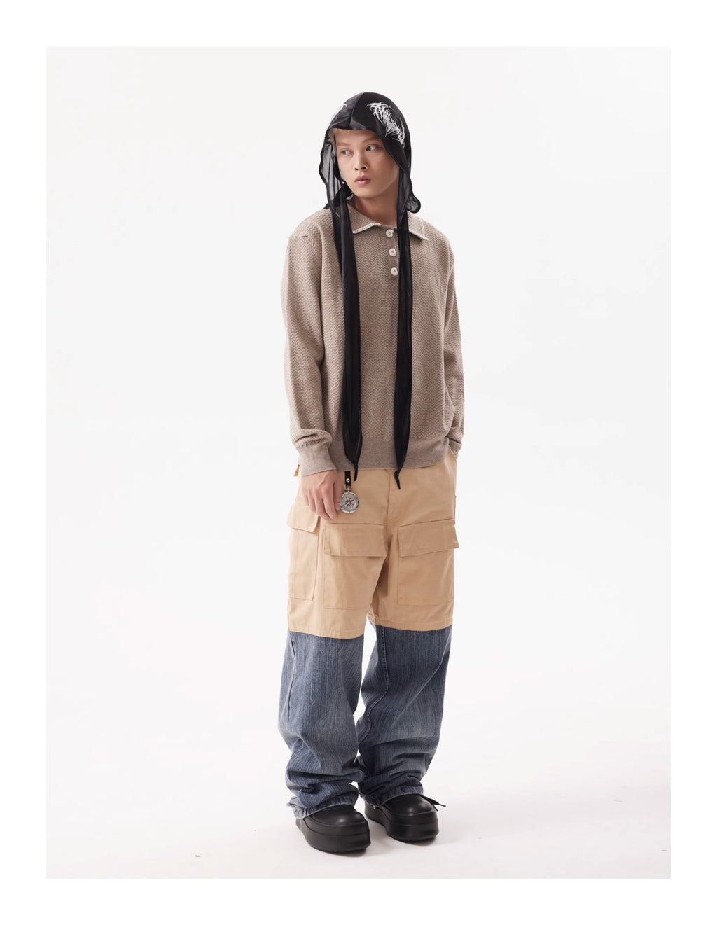 (Clearance) BTSG Rollover Collar Silhouette Sweater