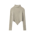 Nariele New Hem Irregular Design Turtleneck Knitting Niche Cropped Top Slim Fit Sweater