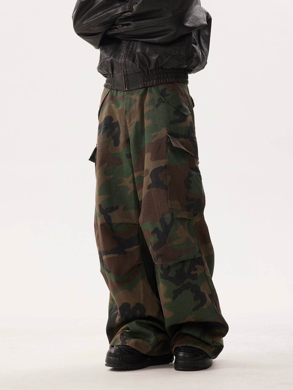 BTSG Drawstring Baggy Camouflage Cargo Pants