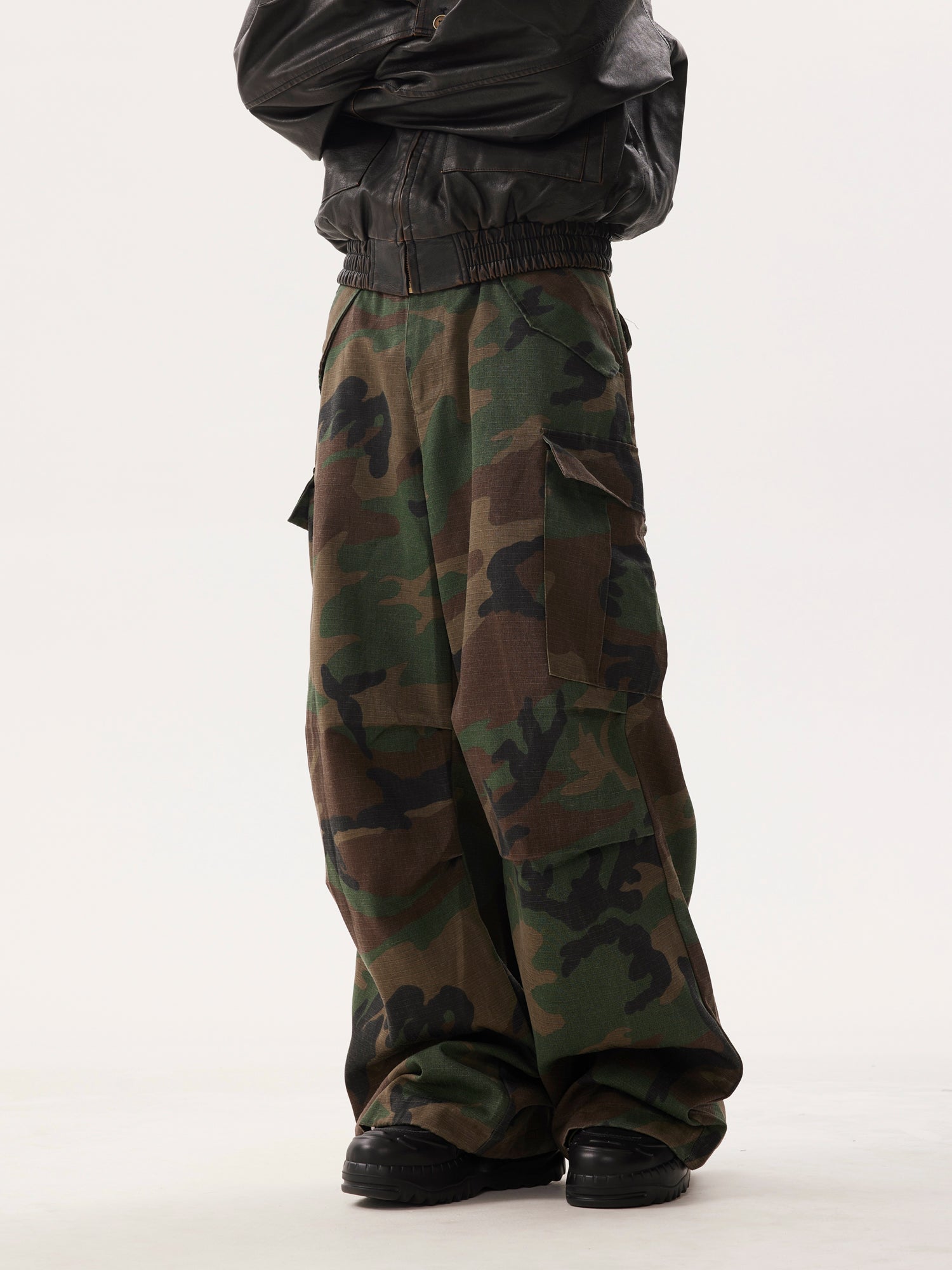 BTSG Drawstring Baggy Camouflage Cargo Pants
