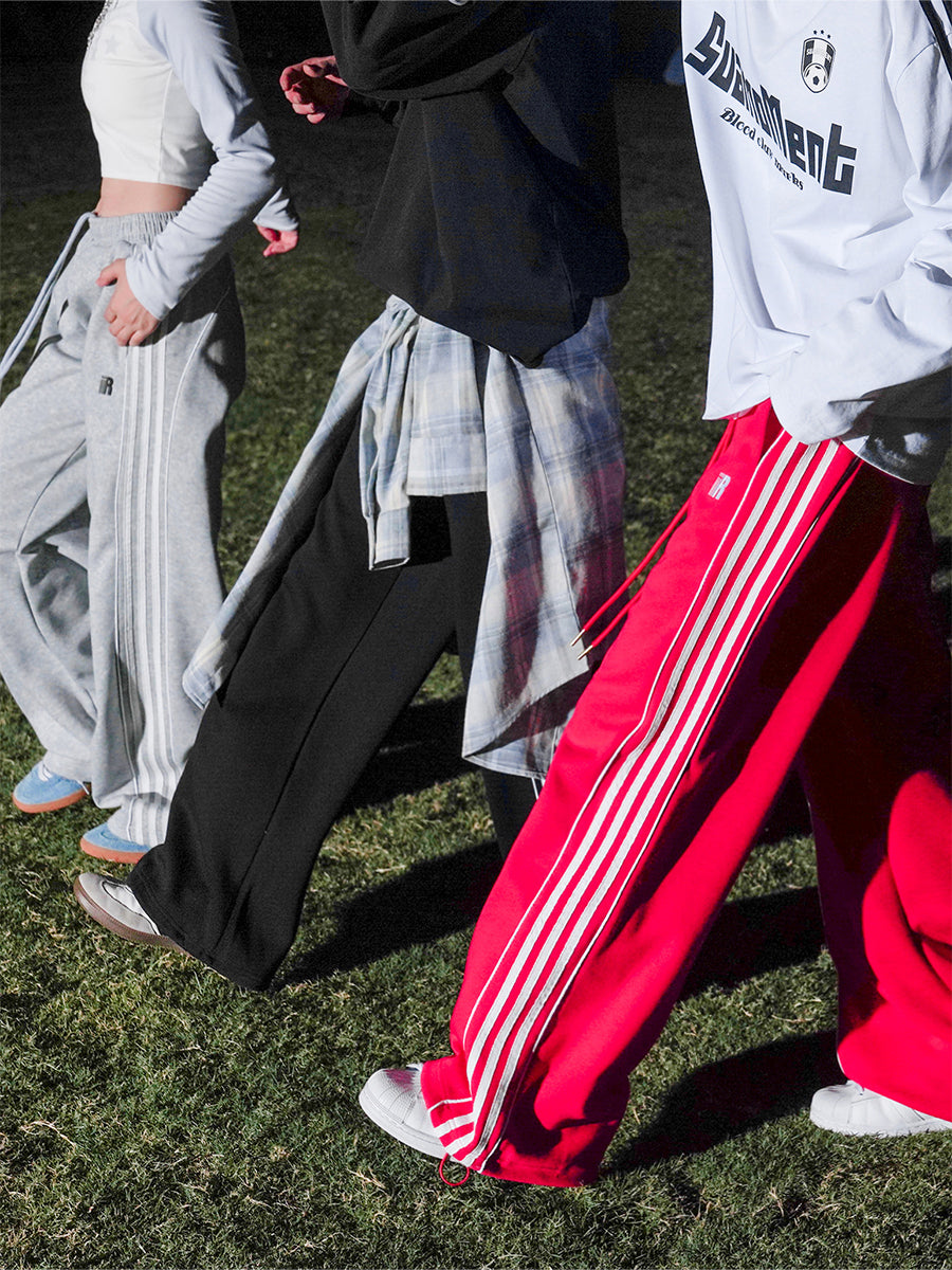 lemanism three-bar contrast sweatpants