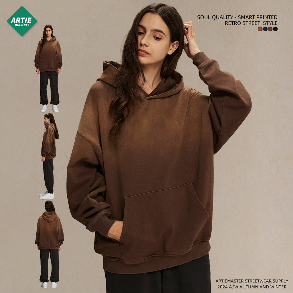 ARTIE 450g Heavy Wash Water Hole Retro Hoodie
